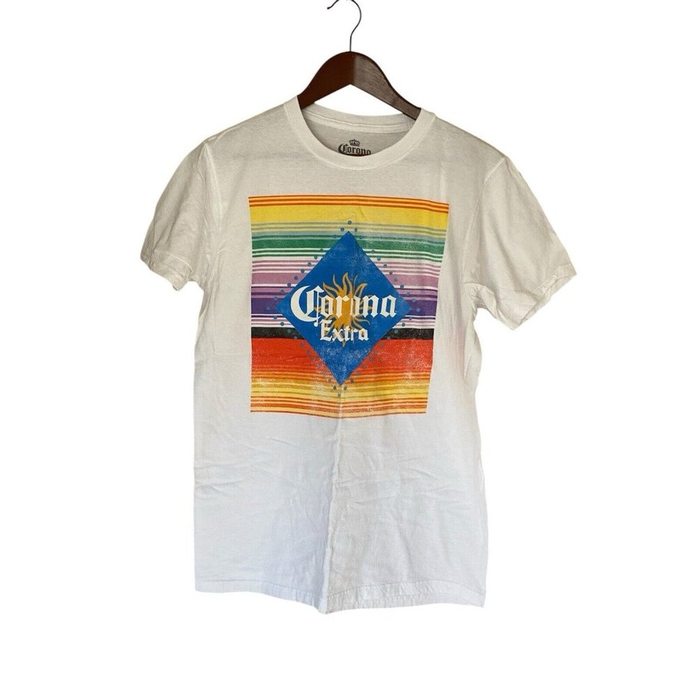 Corona Extra Beer White S/S T-Shirt Men's Size M Logo Spellout